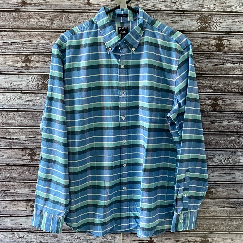 NWT J Crew Men's Classic Flex Oxford Long-Sleeved Button-Down Shirt Size L